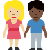 👩🏼‍🤝‍👨🏿 woman and man holding hands: medium-light skin tone, dark skin tone display on Twitter